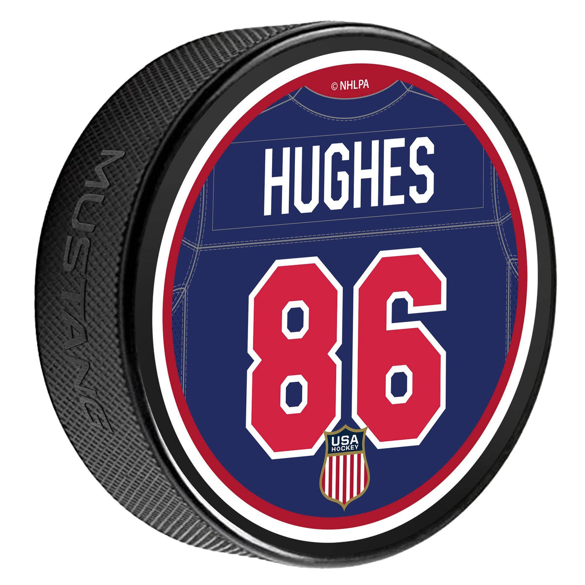 USA Hockey Jack Hughes 2026 Player Puck – 3"