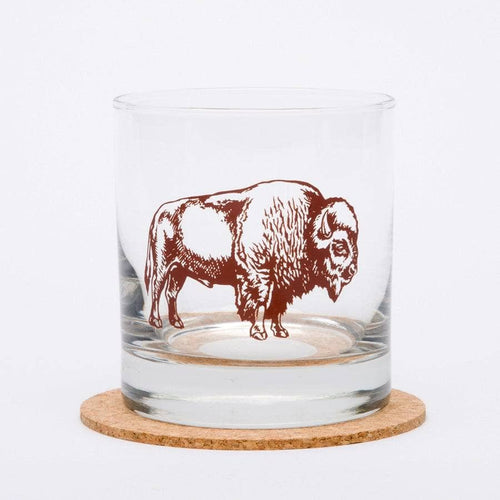 Bison Rocks Glass - 11oz Whiskey Glass - Lead Free