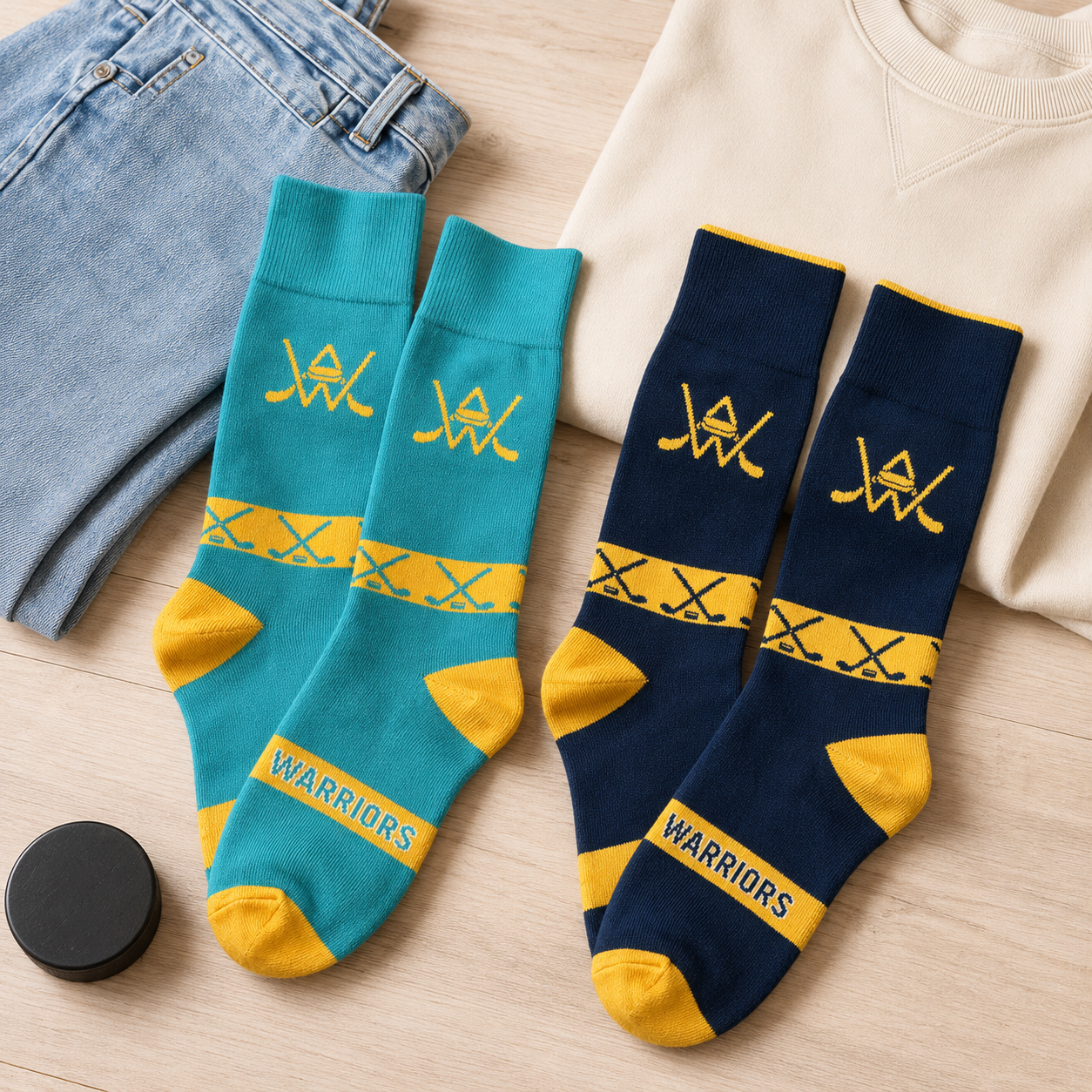 Combed Cotton Hockey Crew Socks