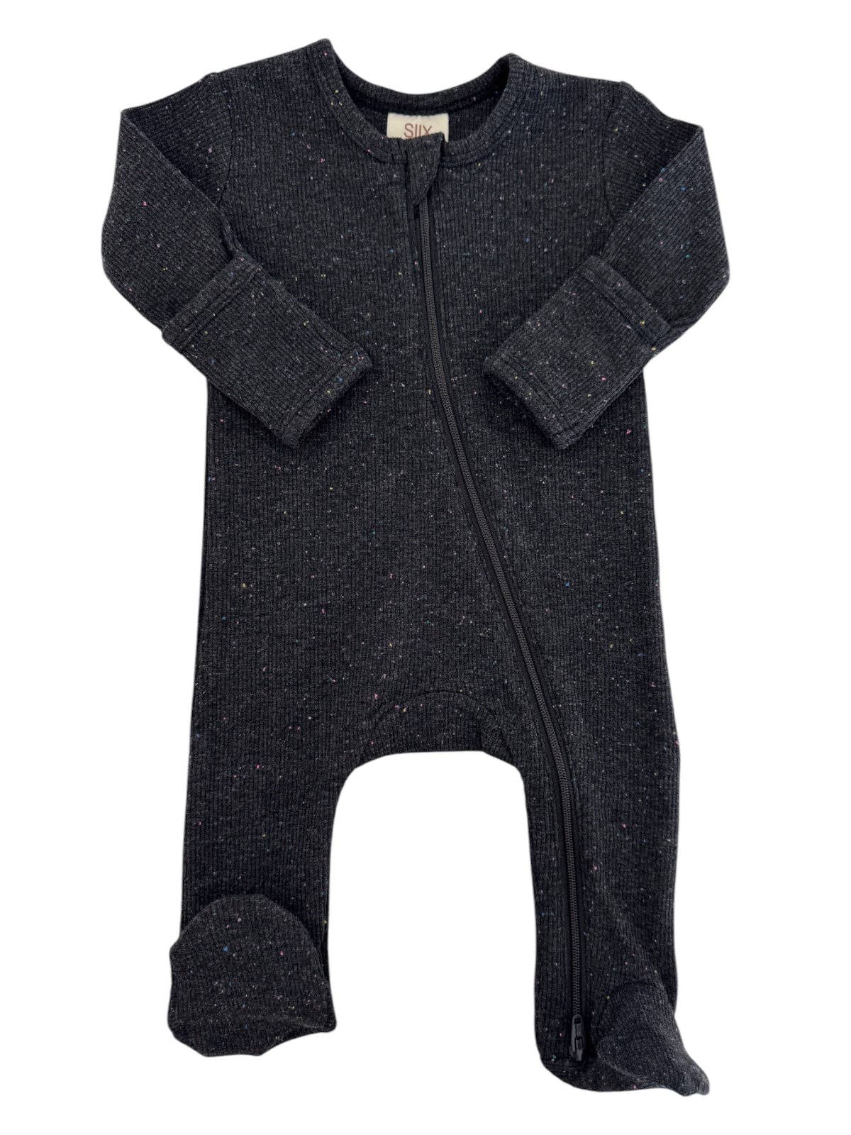 Charcoal Speckle 2-Way Zip Baby Footie