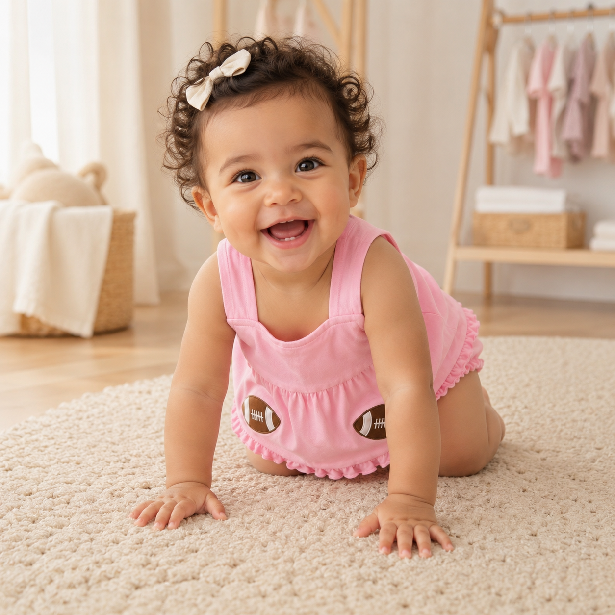Pink Football Ruffle Bloomer Set