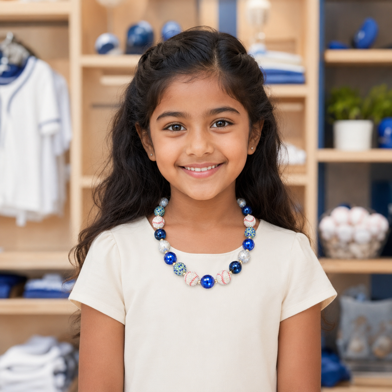 Girls Textured Sports Bubble Bead Necklace