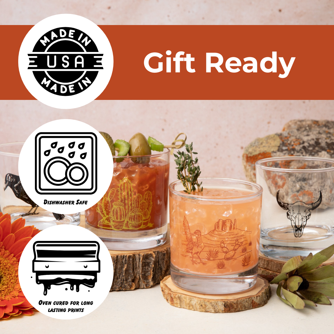 Camping Rocks Glass - 11oz Whiskey Glass - Locally Made