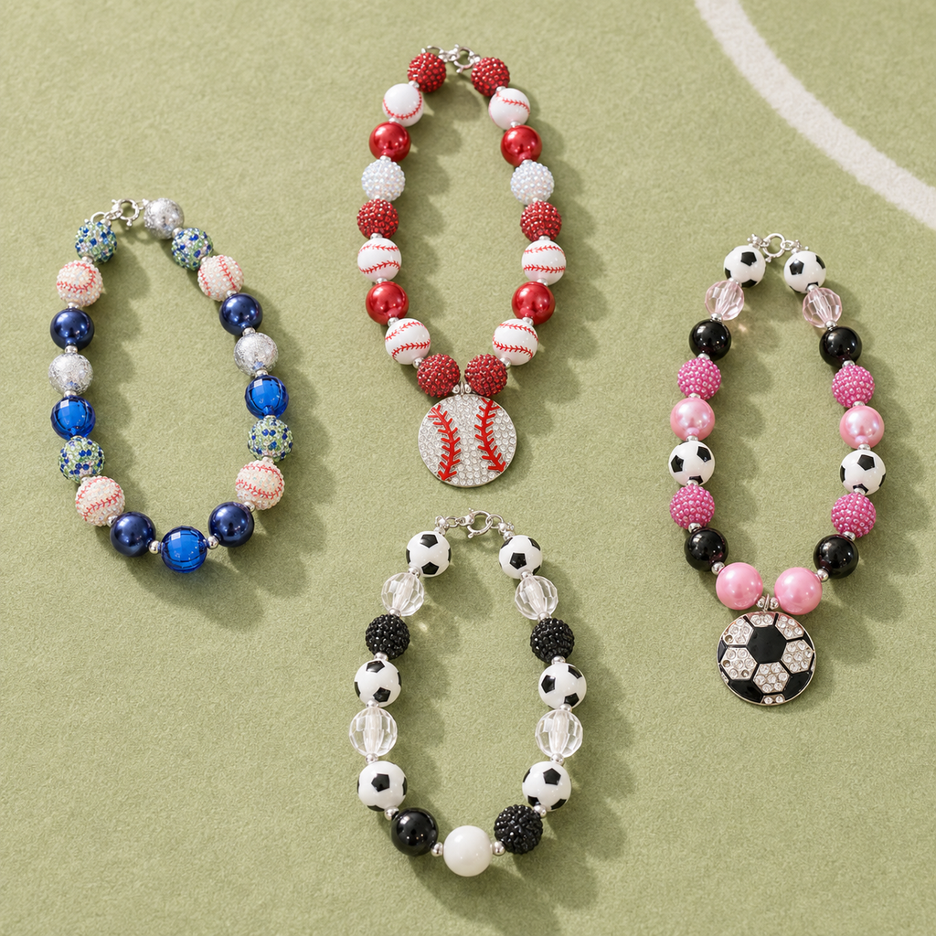 Girls Textured Sports Bubble Bead Necklace