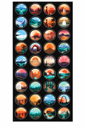 Premium matte waterproof vinyl sticker sheet featuring colorful illustrated designs inspired by all 63 U.S. National Parks. Perfect for water bottles, travel journals, National Park passports, laptops, and adventure gear.
