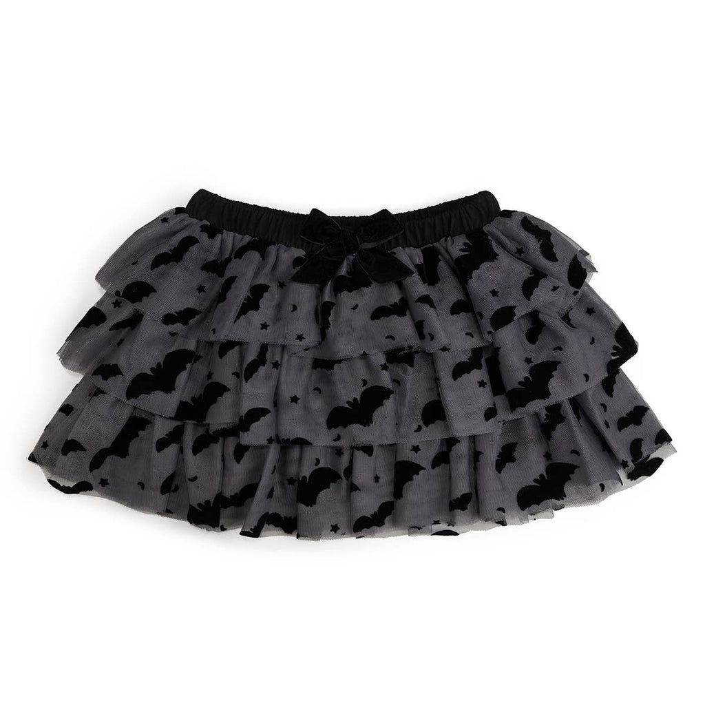 Flocked Bats Tiered Halloween Tutu Skirt