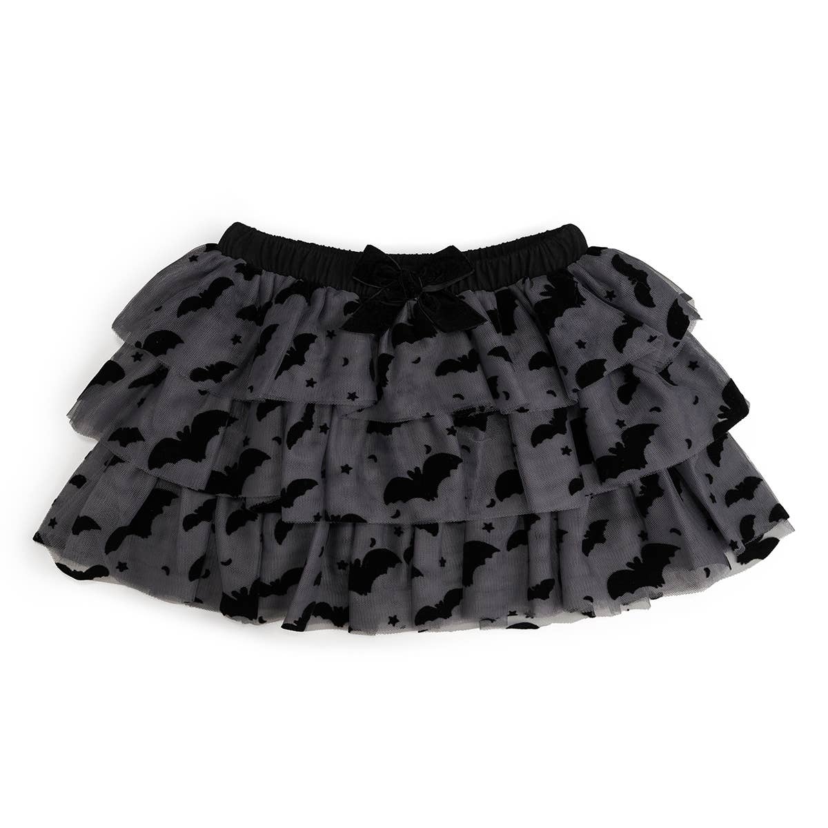 Flocked Bats Tiered Halloween Tutu Skirt