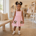 Girls Pink Football Appliqué Game-Day Dress