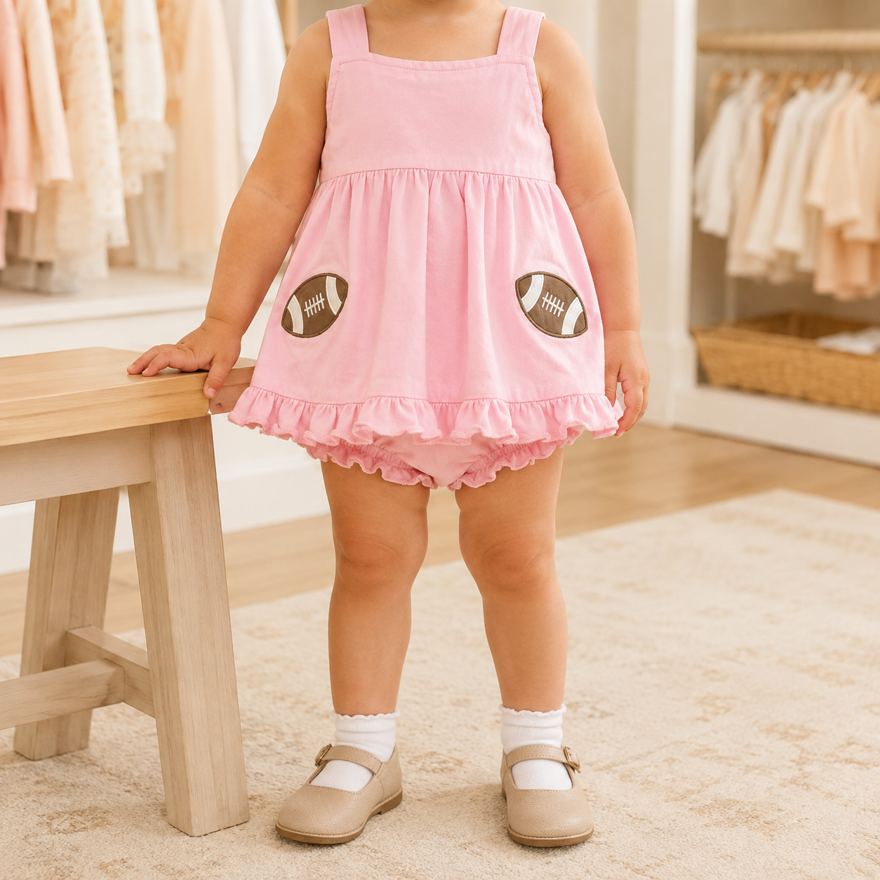 Pink Football Ruffle Bloomer Set