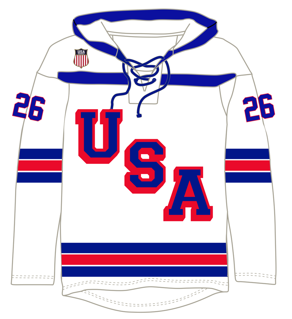 USA Hockey 2026 Lace-Up Hoodie – White