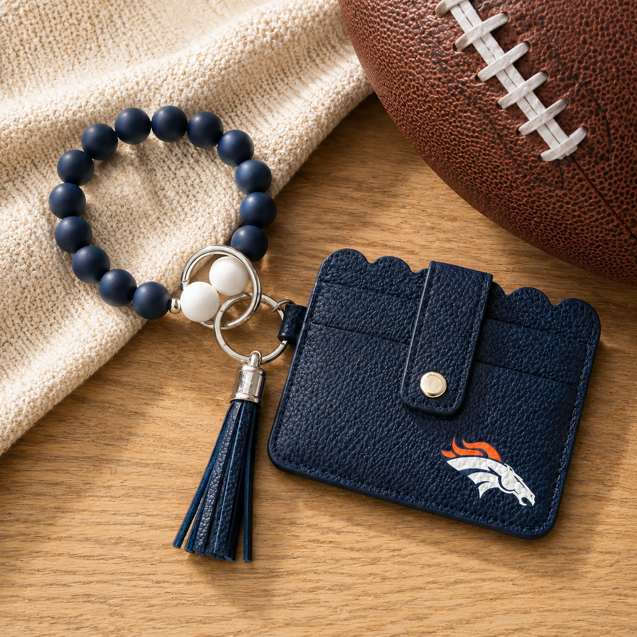 Denver Broncos Beaded Bracelet Wallet