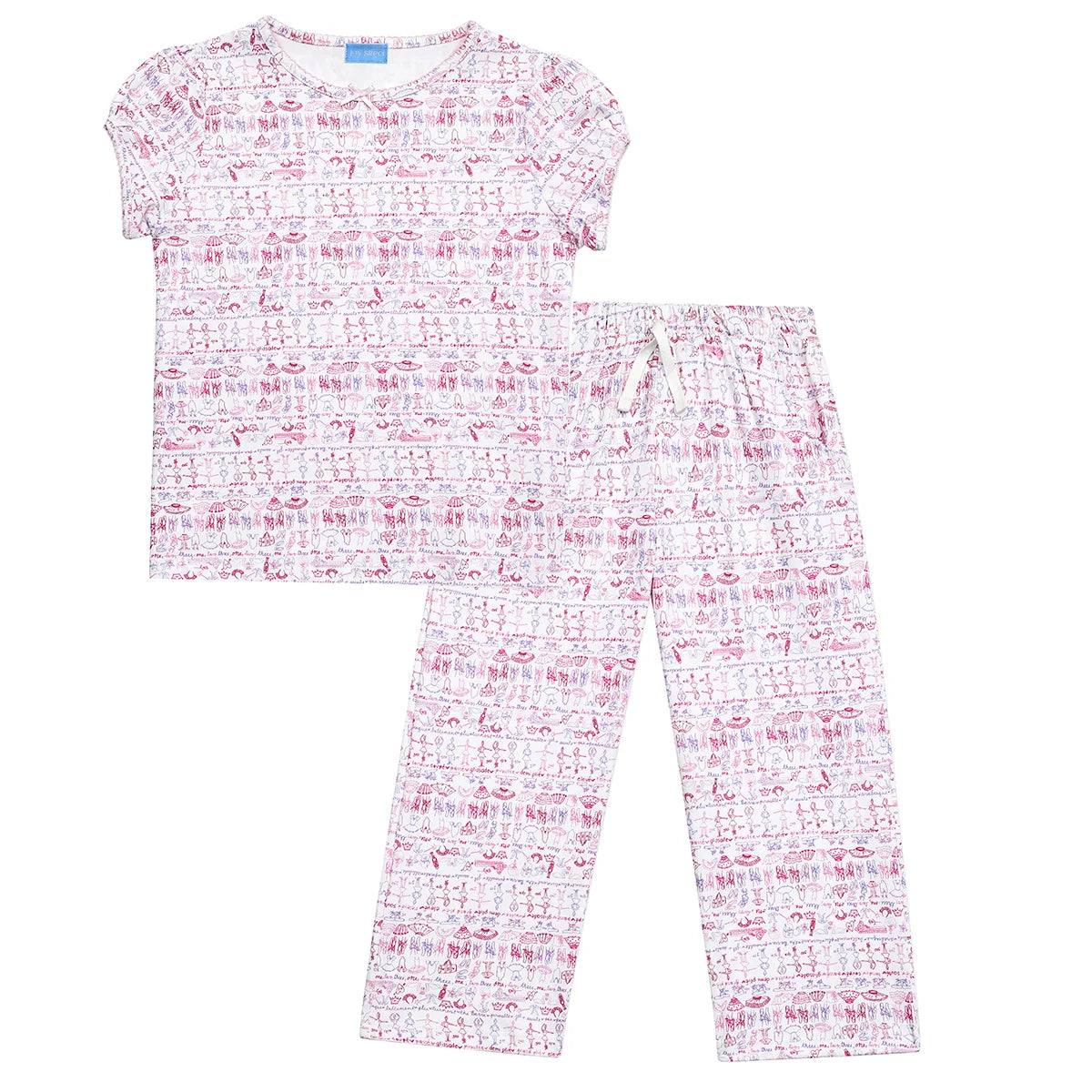 Ballet Pima Cotton Kids Long Camp Pajama Set