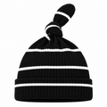 Black & White Stripe Ribbed Baby Beani