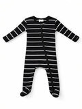 Cotton Ribbed Stripe Footed One-Piece