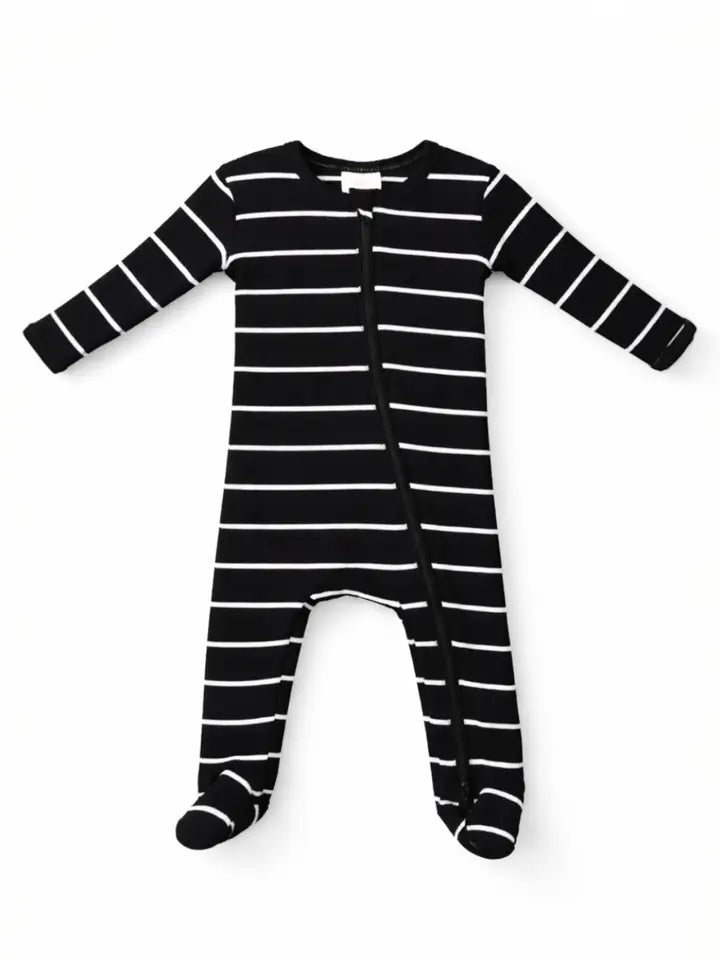 Cotton Ribbed Stripe Footed One-Piece