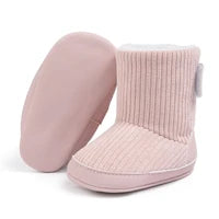 Blush Ribbed Sherpa-Lined Baby Boots