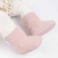 Blush Ribbed Sherpa-Lined Baby Boots