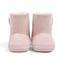 Blush Ribbed Sherpa-Lined Baby Boots