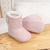Blush Ribbed Sherpa-Lined Baby Boots