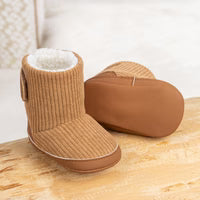 Blush Ribbed Sherpa-Lined Baby Boots