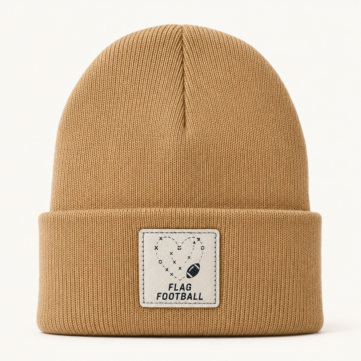 Flag Football Leatherette Patch Cuffed Beanie