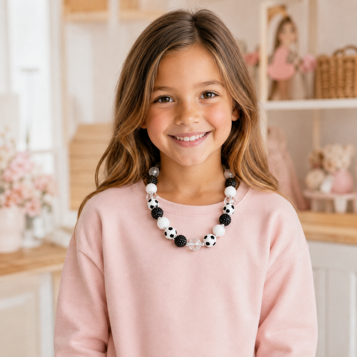 Girls Textured Sports Bubble Bead Necklace