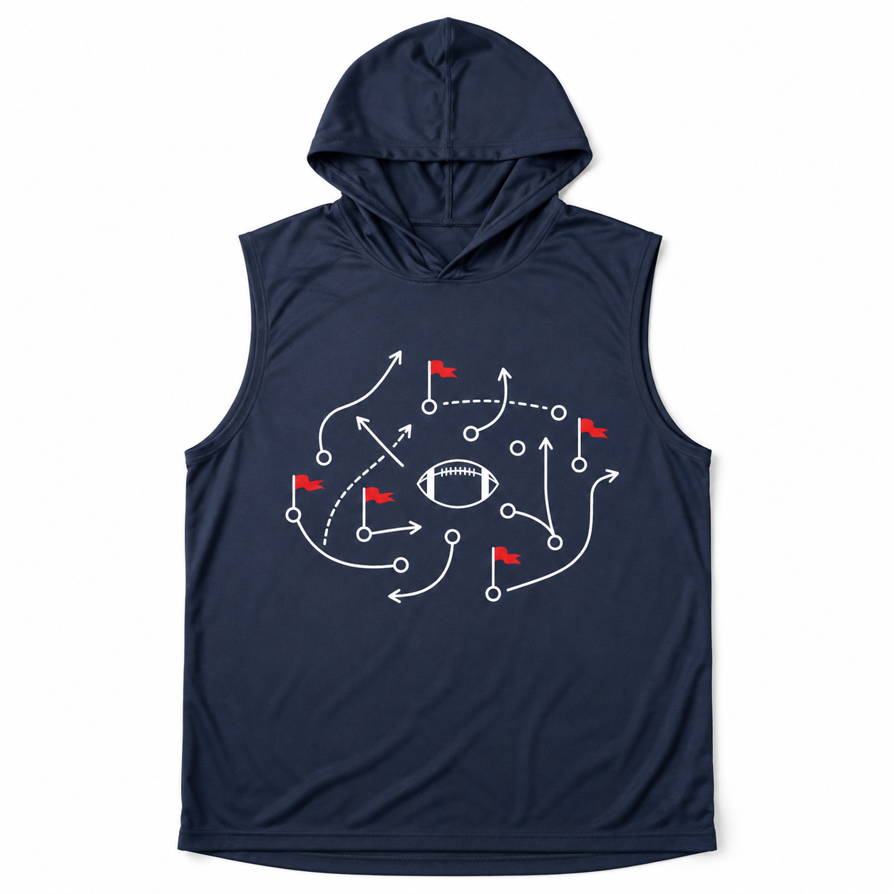 Flag Football Playbook Sleeveless Hooded Tee