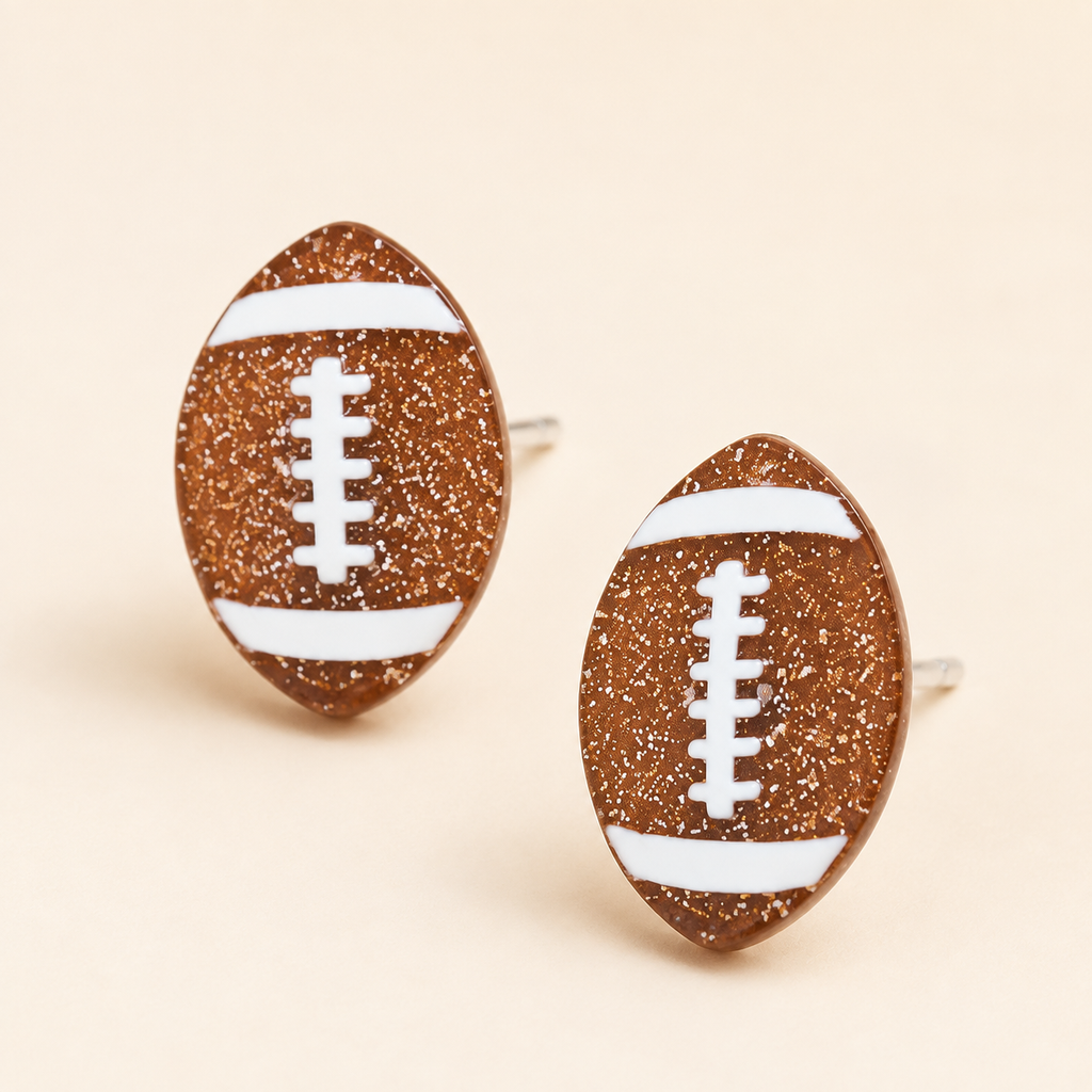 Glitter Football Stud Earrings