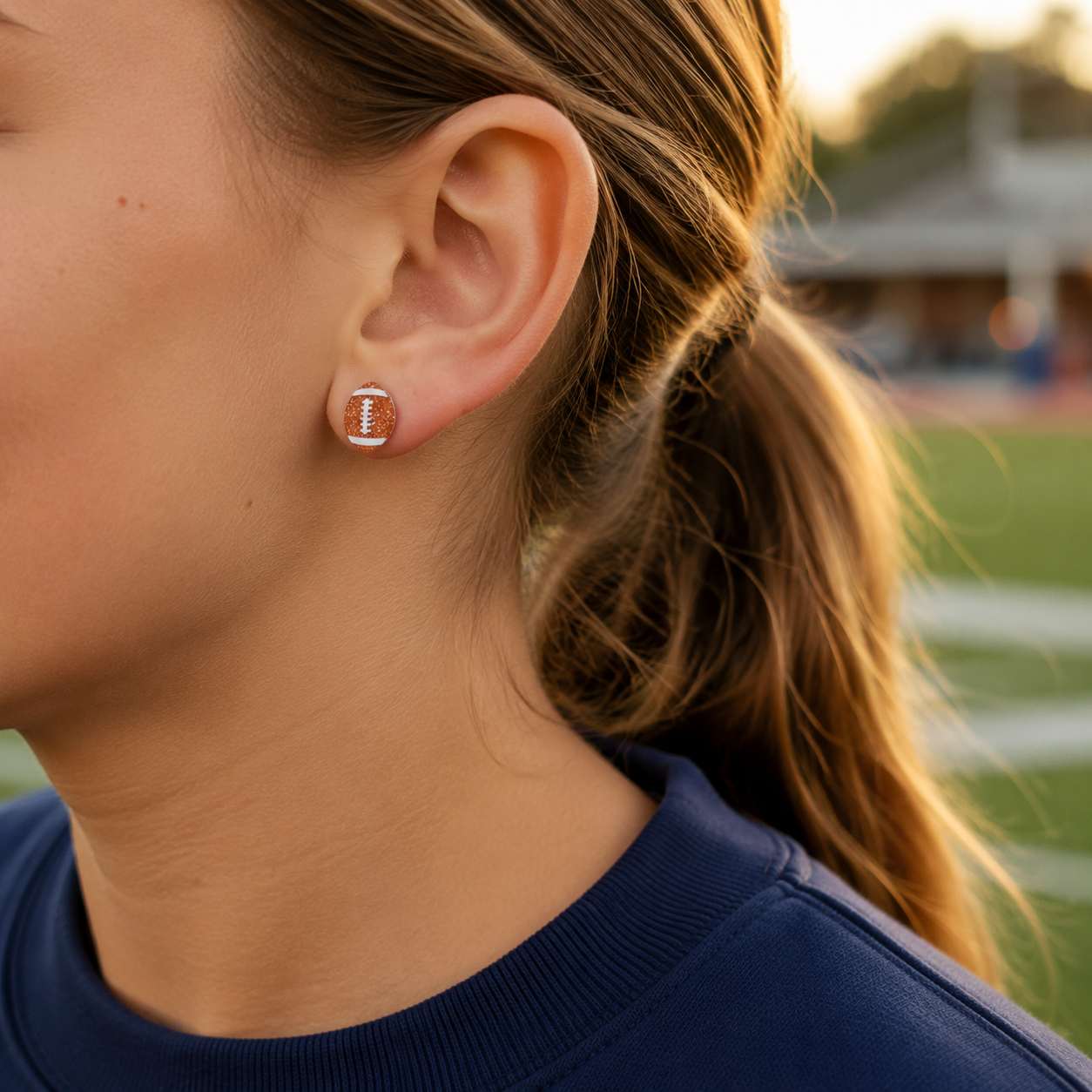 Glitter Football Stud Earrings