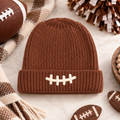 Football Lace Patch Game Day Beanie – Mocha