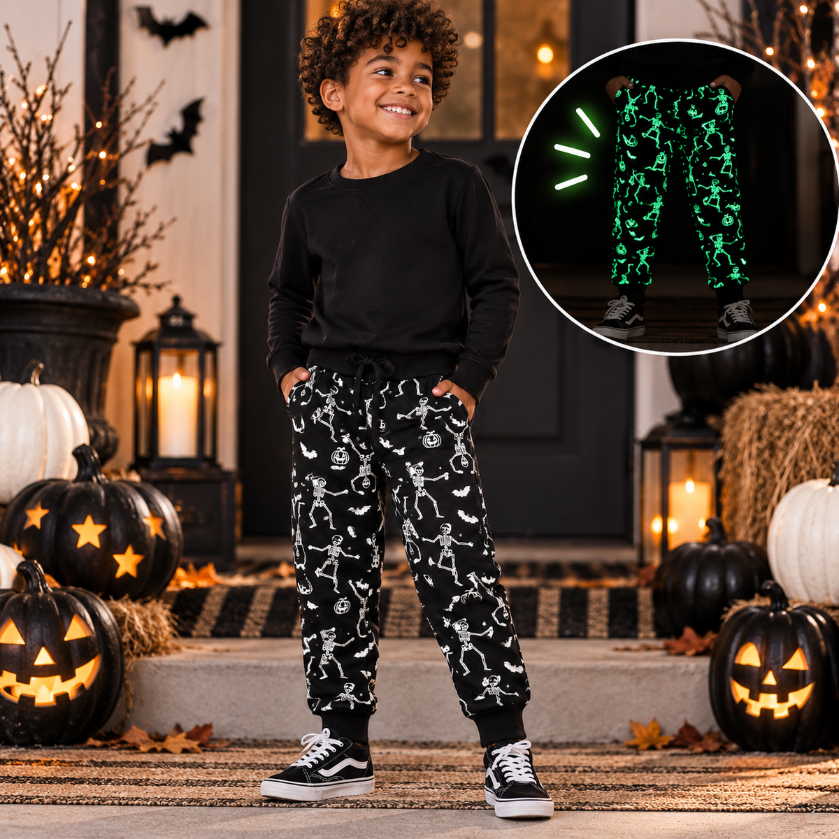 Glow-in-the-Dark Silly Skelly Halloween Joggers