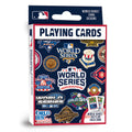 Officially licensed MLB World Series Playing Cards featuring historic World Series logos and facts from memorable championship games
