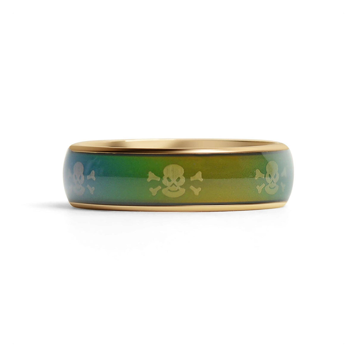 18K Gold PVD Skull & Crossbones Mood Ring – Stainless Steel