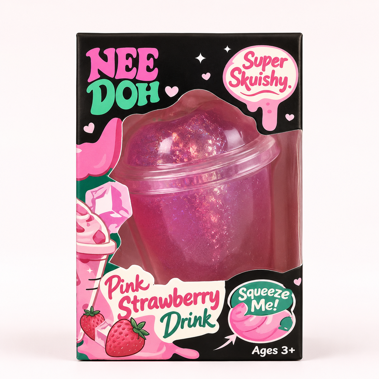 NeeDoh Pink Strawberry Drink Super Squishy Sensory Toy
