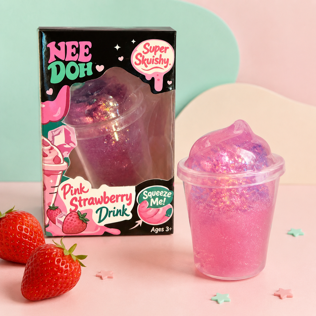 NeeDoh Pink Strawberry Drink Super Squishy Sensory Toy