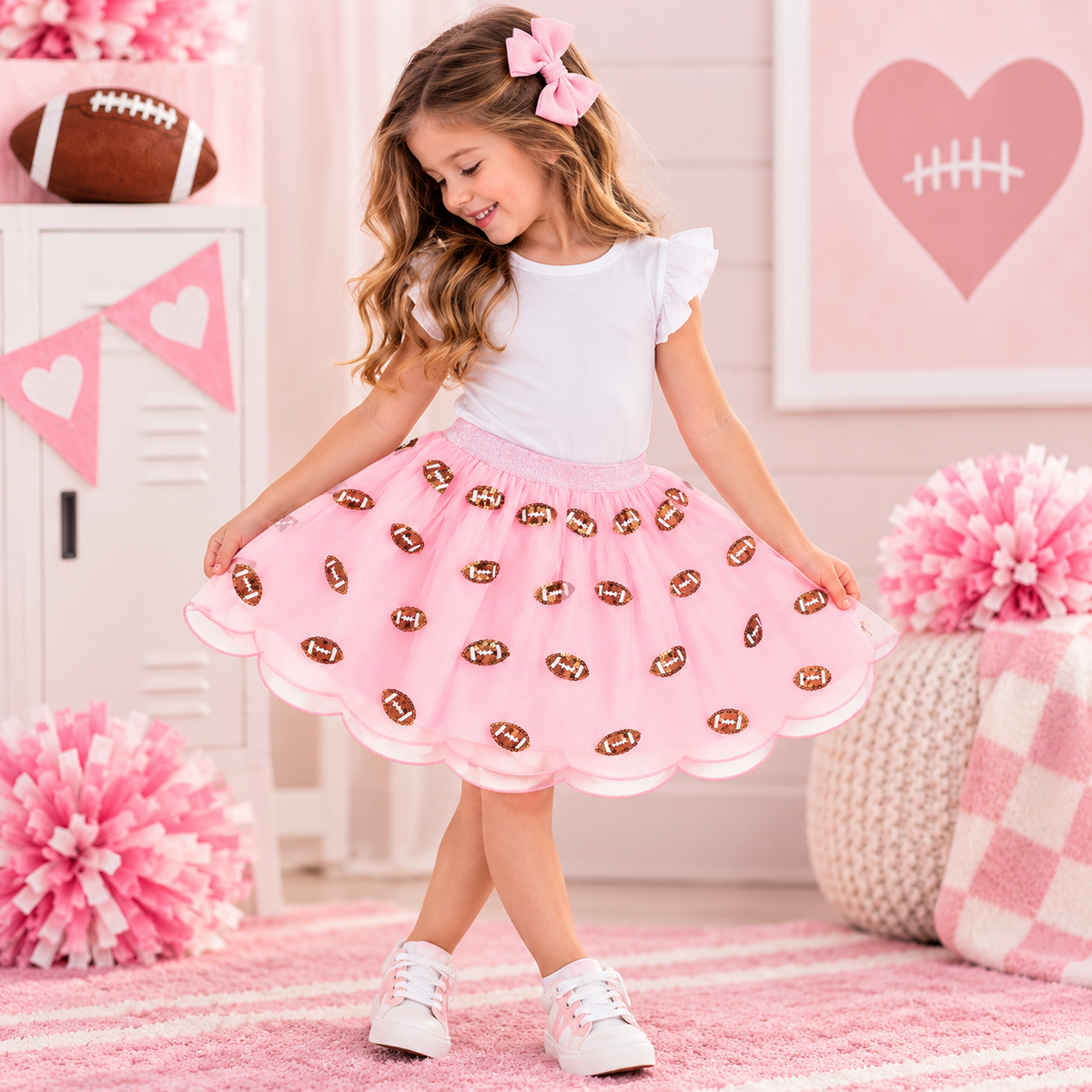 Mini Sequin Football Game Day Tutu Skirt