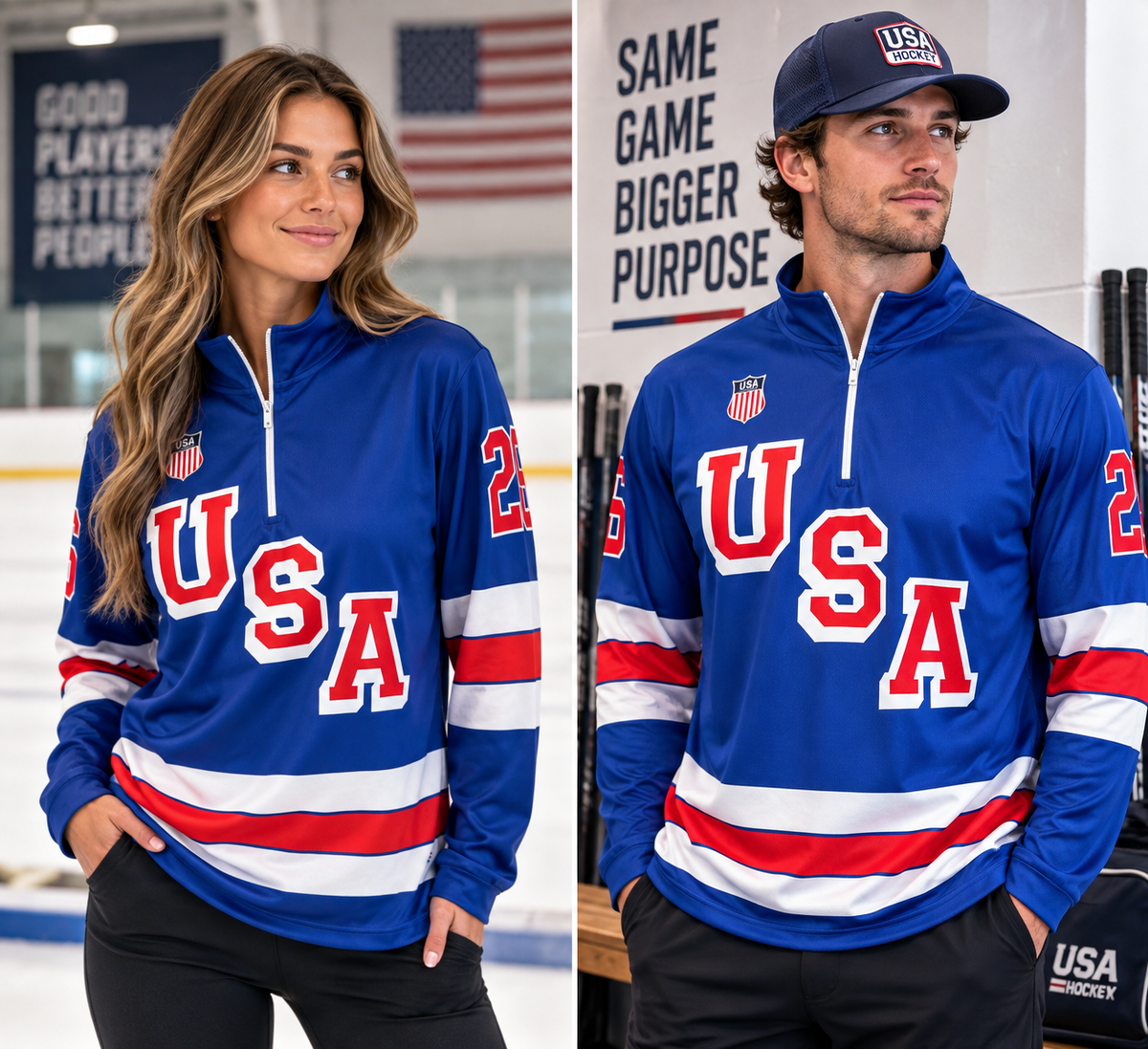 USA Hockey Shield 2026 Replica 1/4-Zip Pullover – Blue