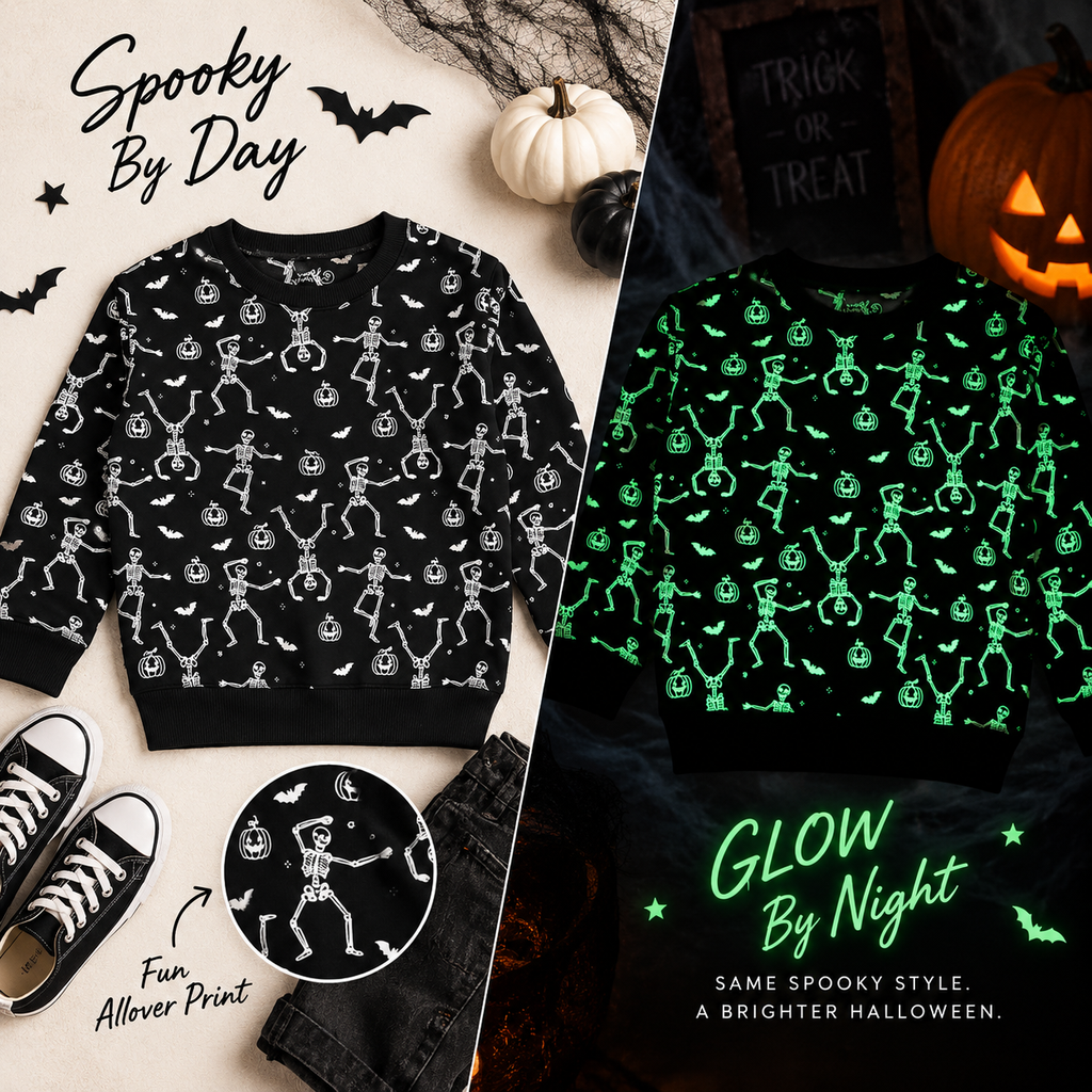 Glow-in-the-Dark Silly Skelly Halloween Sweatshirt