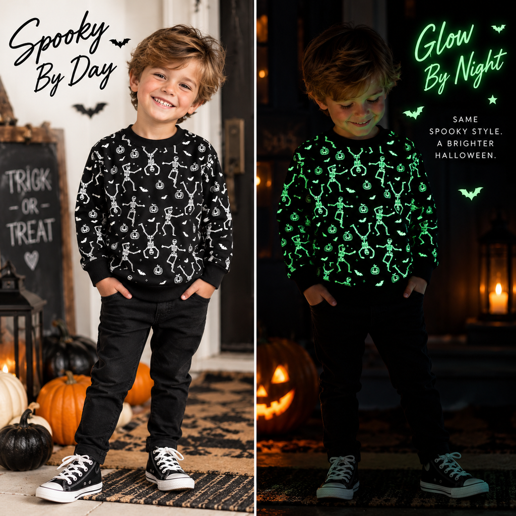 Glow-in-the-Dark Silly Skelly Halloween Sweatshirt