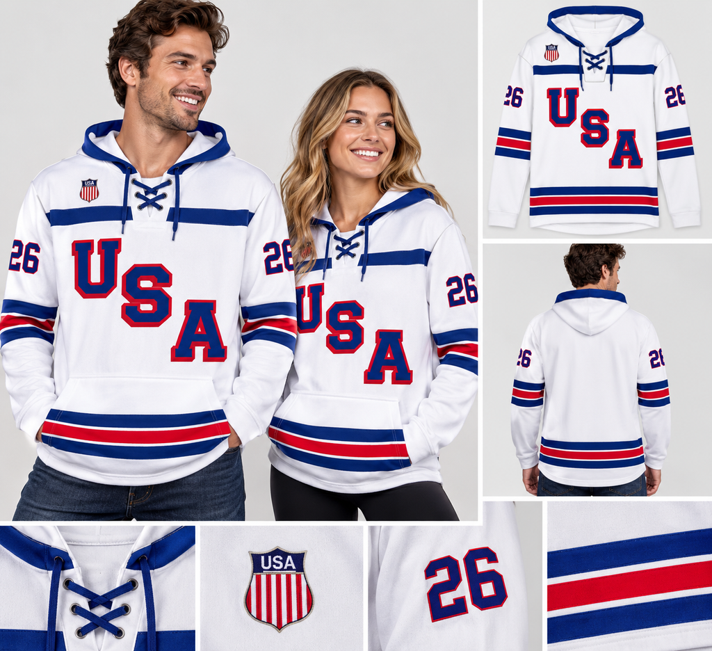 USA Hockey 2026 Lace-Up Hoodie – White