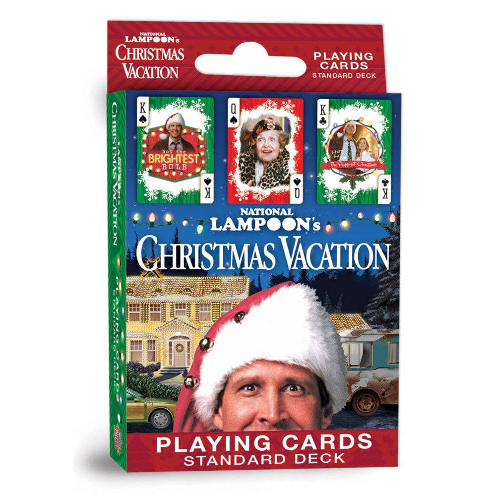 National Lampoon’s Christmas Vacation playing cards featuring festive artwork inspired by the classic holiday movie.